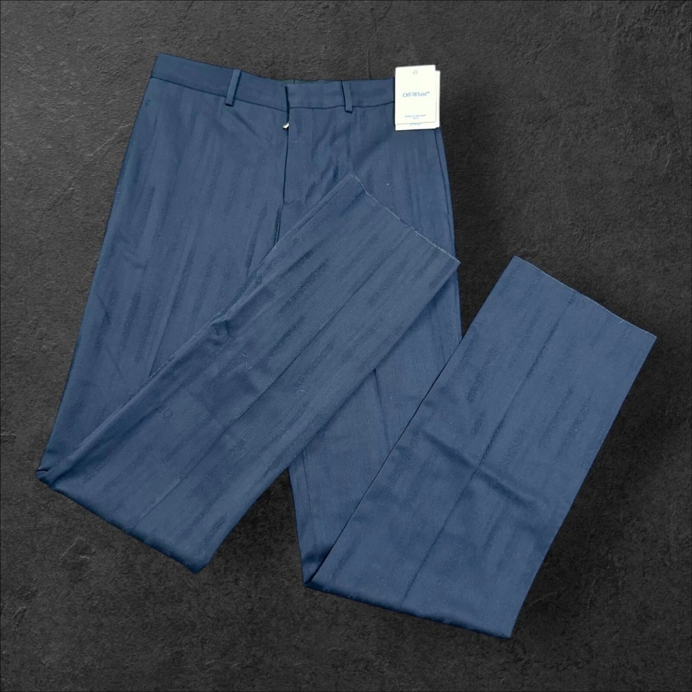 OFF-White C/o Virgil Abloh Shibori Jacq Slim Pant Sierra Leone Navy Blue Size 46